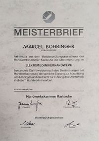 Meisterbrief Marcel B&ouml;hringer